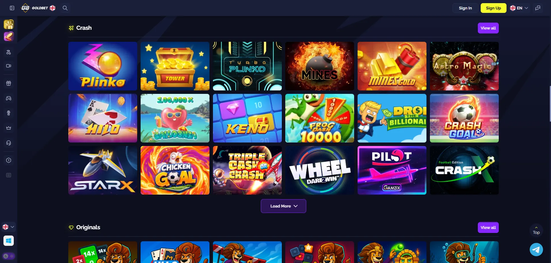 Biblioteca completa de jogos Goldbet Casino slots e cassino ao vivo